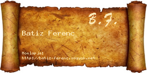 Batiz Ferenc névjegykártya